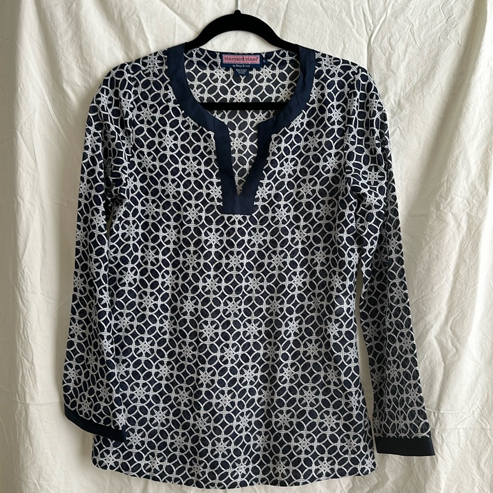 Vineyard Vines Navy & White Sheer Tunic - S